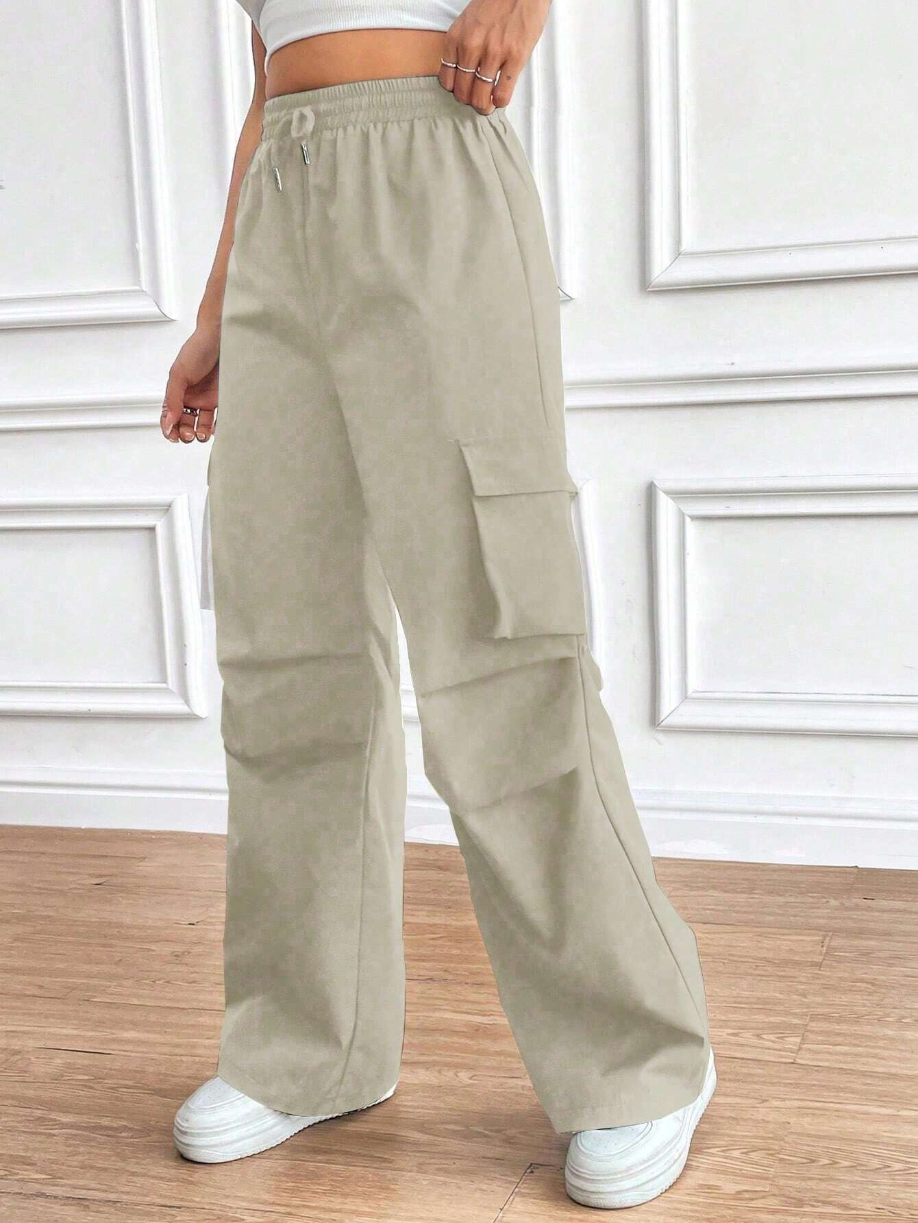 Women's High-Waist Drawstring Cargo Pants Loose Fit