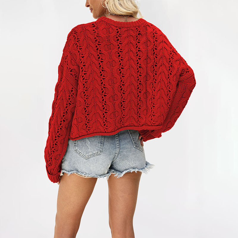 Button-Front Cable-Knit Cropped Sweater