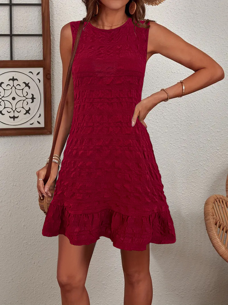 Sleeveless Tie-Waist Solid Casual Dress
