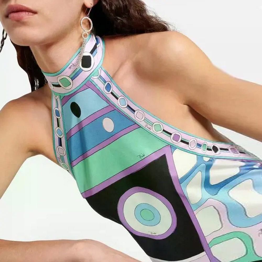 Women's Geometric Print Halter Neck Casual Dress