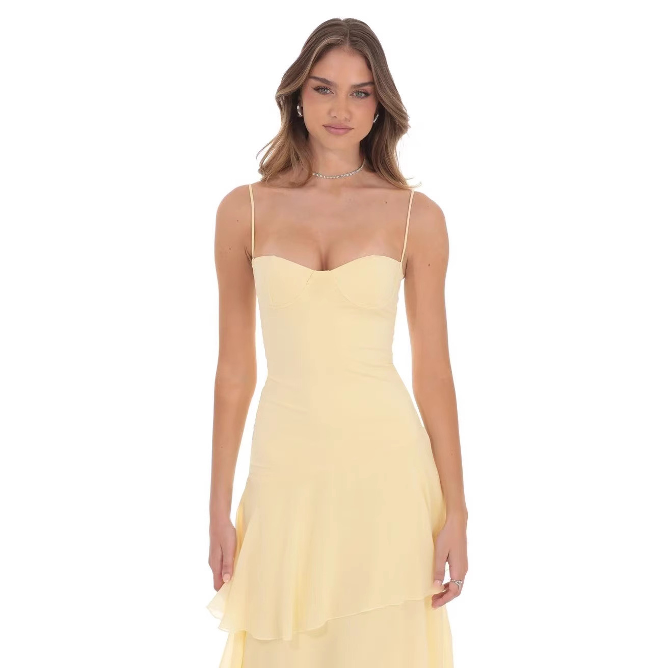 Women's Tie-Strap Sleeveless Long Dress Casual Vacation Solid Color
