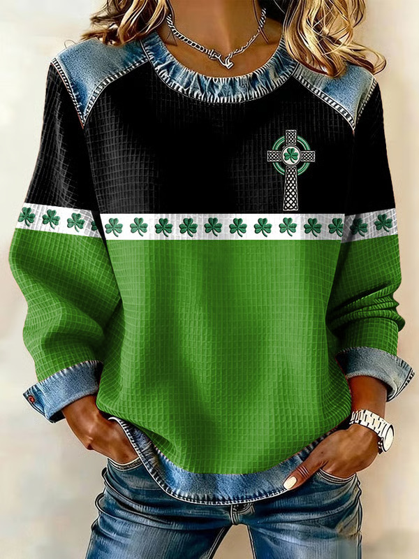 Women's Heart & Botanical Letter Print Crewneck Sweatshirt