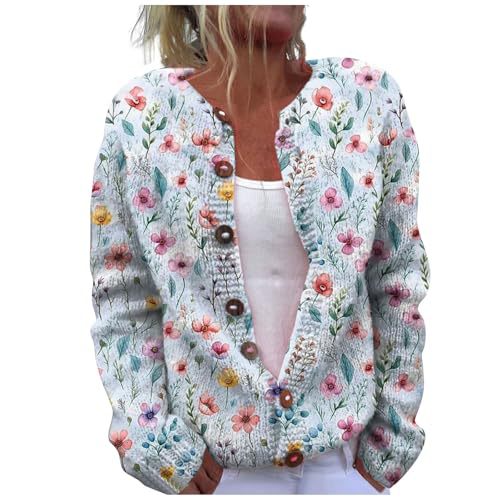 Women's Christmas Print Button Cardigan Sweater