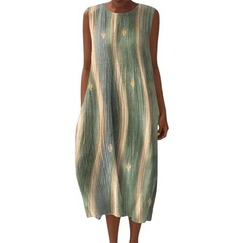 Women's Vintage Floral Print Sleeveless Midi Dress