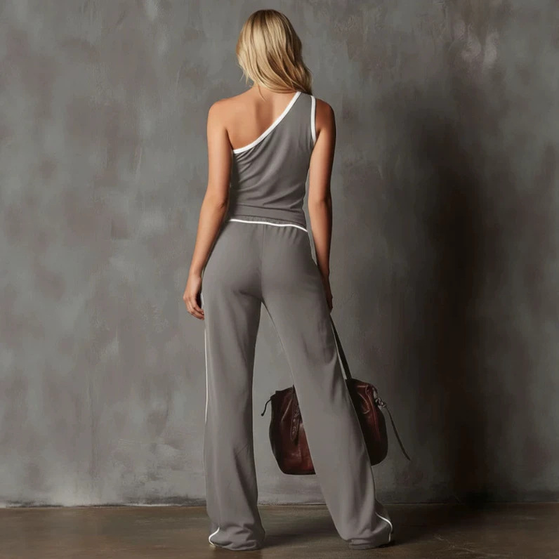 Women's Sleeveless Top and Pants Set Casual Solid Color