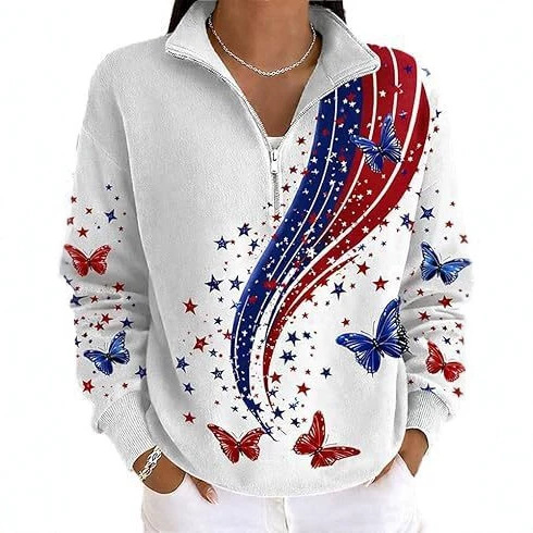 American Independence Print Half-Zip Hoodie