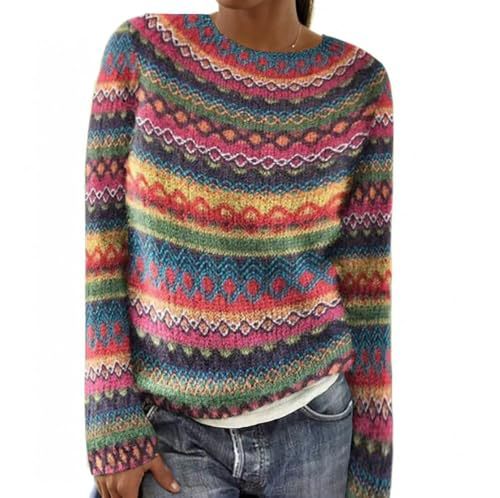 Women's Striped Paw Print Tribal Graphic Crewneck Sweatshirt