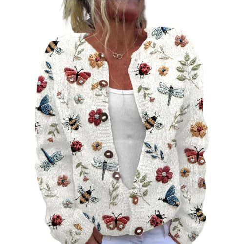 Women's Animal Boho Print Button Cardigan Sweater