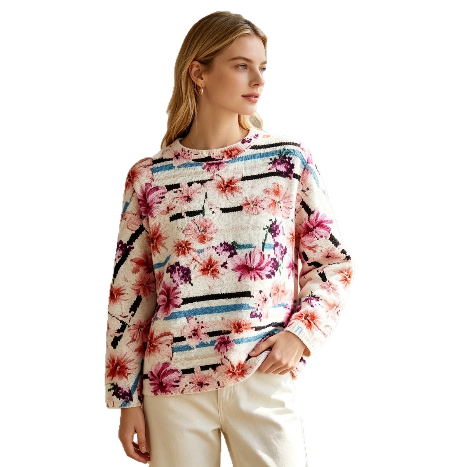 3D Print Christmas Sweater for Women Crewneck Long-Sleeve Pullover