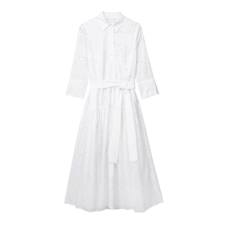 Women's Embroidered Midi Dress Sleeveless A-Line Pleated