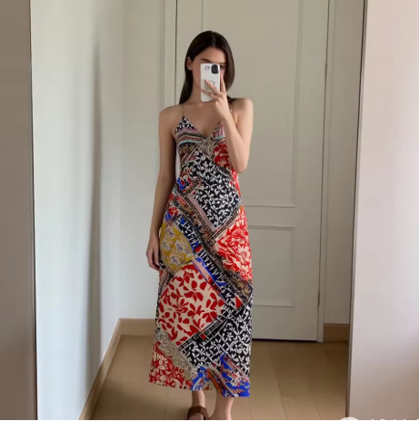 Women's High-End Sexy Patchwork Print Sleeveless Dress