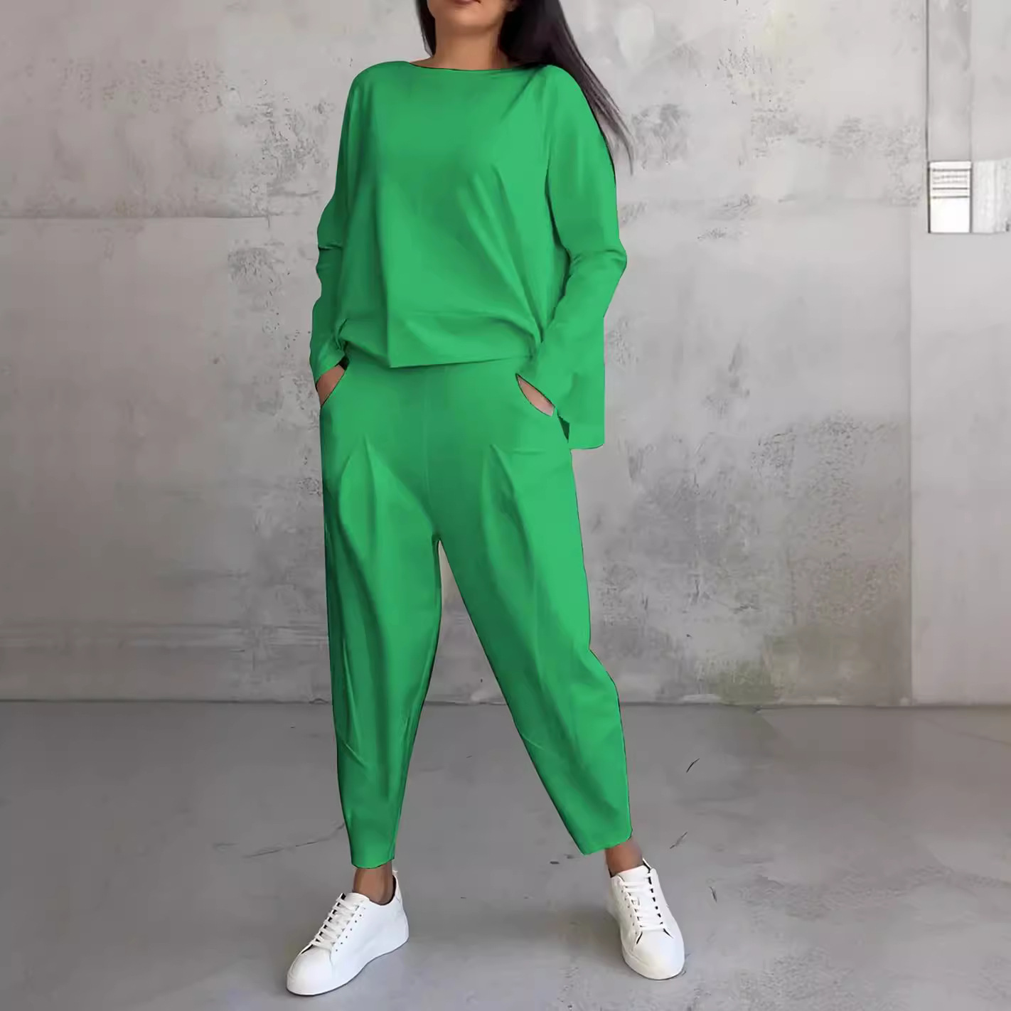 Women's Irregular Long-Sleeve Hoodie and Harem Pants Set
