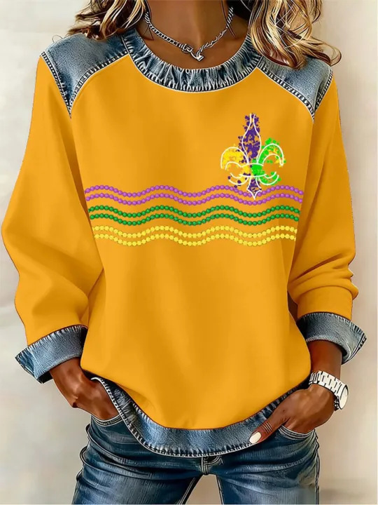 Women's Iris Floral Print Crewneck Sweatshirt