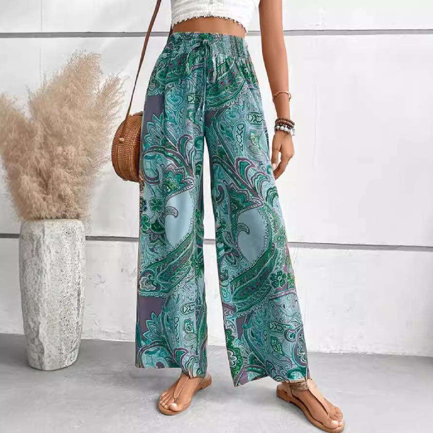 Women's Digital Print Bohemian Elastic Waist Loose Casual Pants