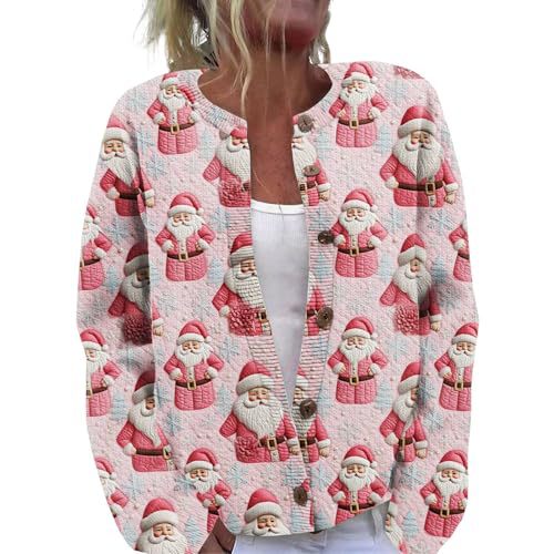 Women's Christmas Santa Print Cardigan Sweater