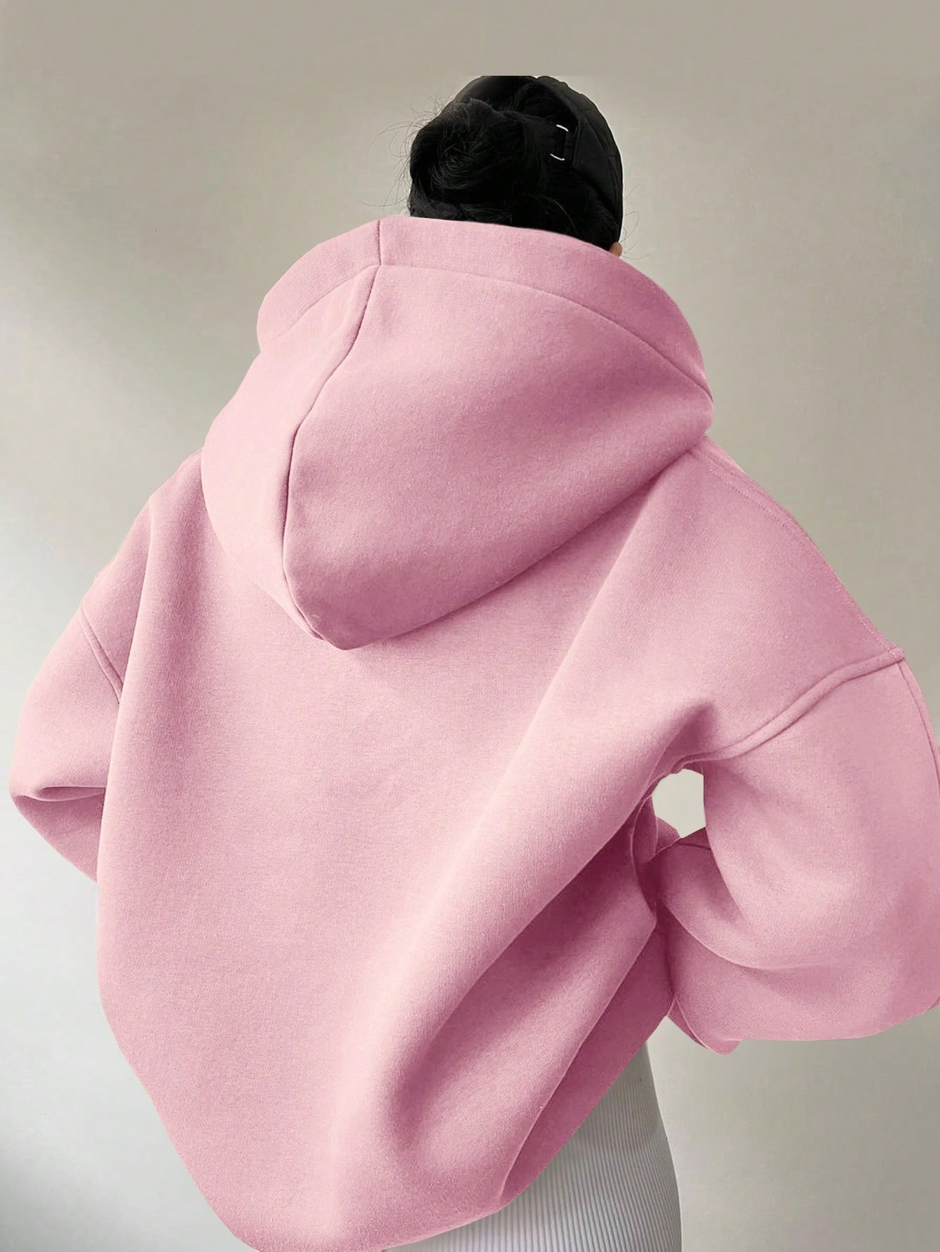 Women's Solid Color Long Sleeve Hooded Loose Sweatshirt