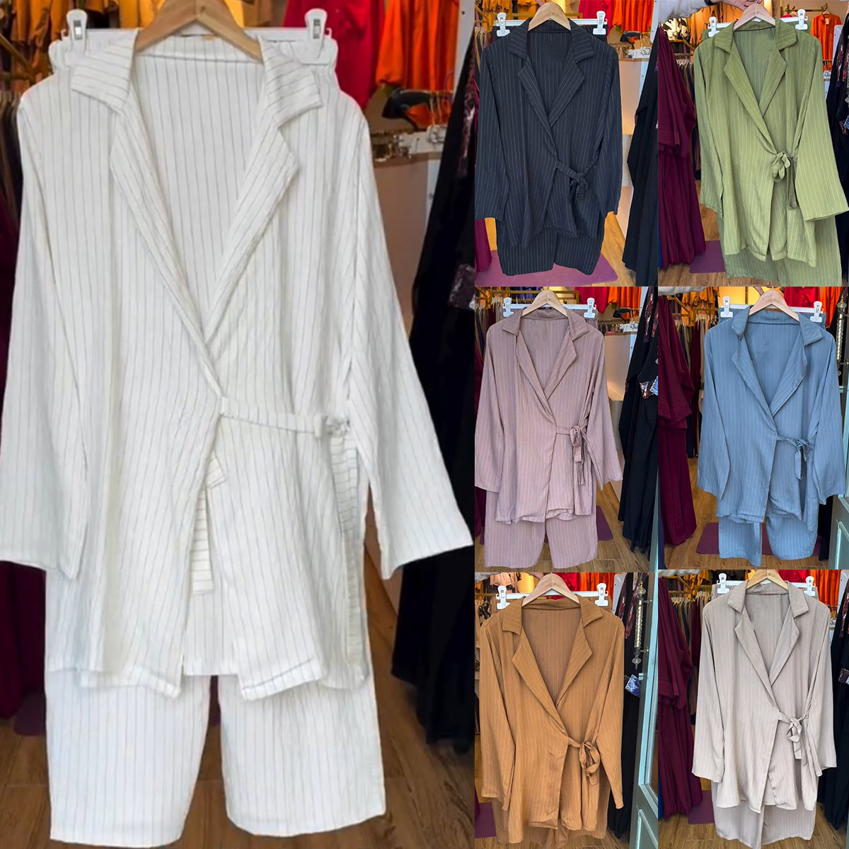 Women's Striped Two-Piece Blazer and Pants Set Casual Loose Fit