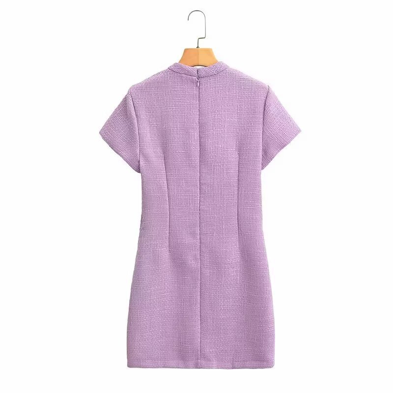 Women's Chic Tweed-Style Short-Sleeve Bodycon Dress