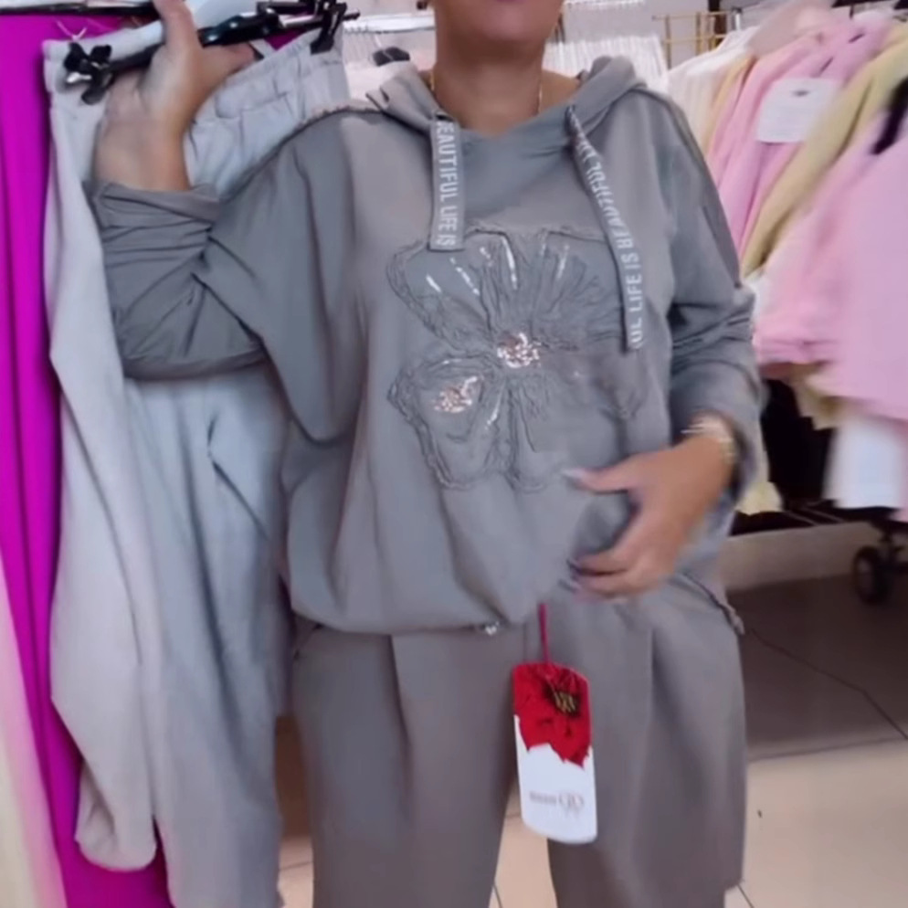 Women's Solid Color Hoodie and Sweatpants Set Casual Loose Fit