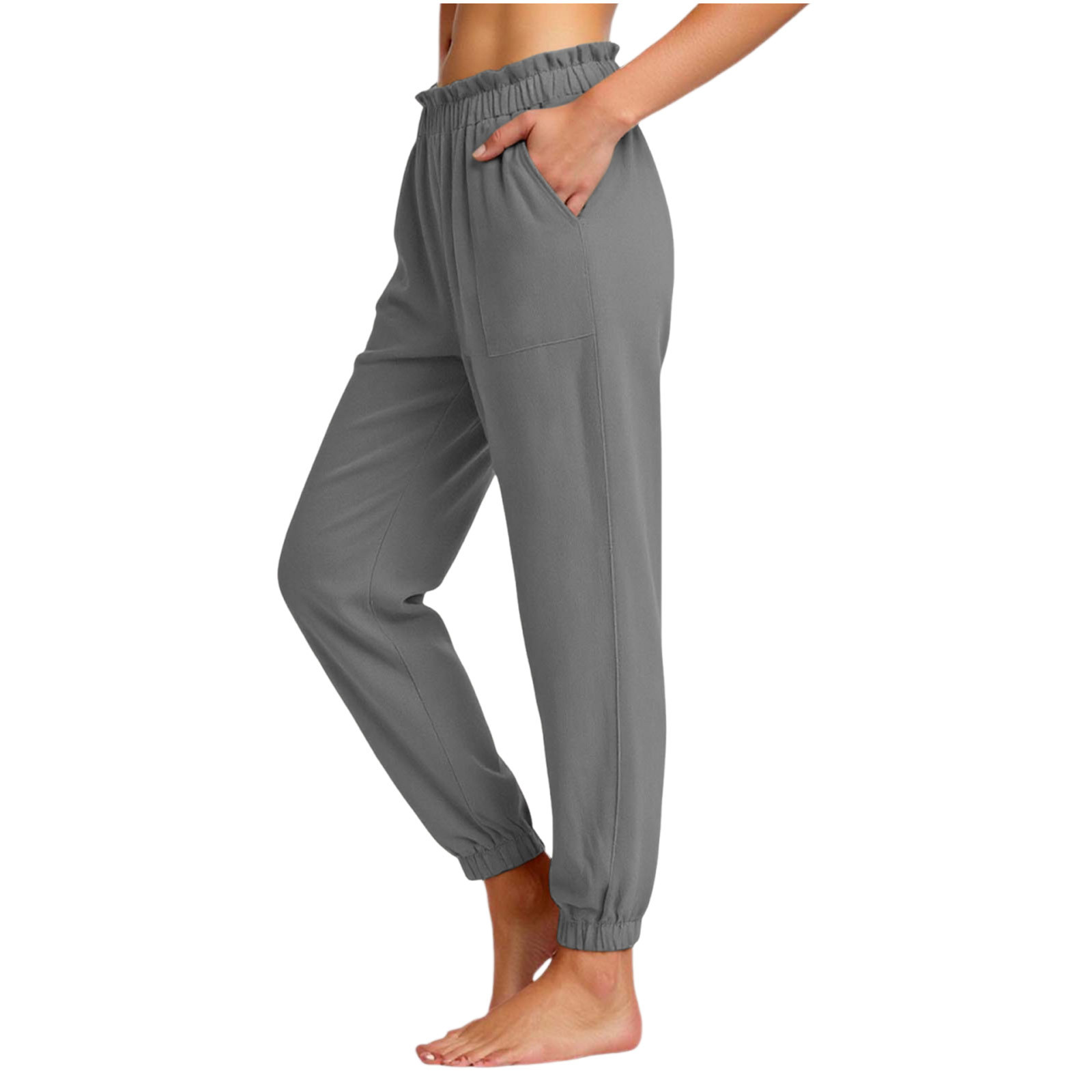 Women's Elastic Waist Straight-Leg Jogger Pants Casual Running Sweatpants