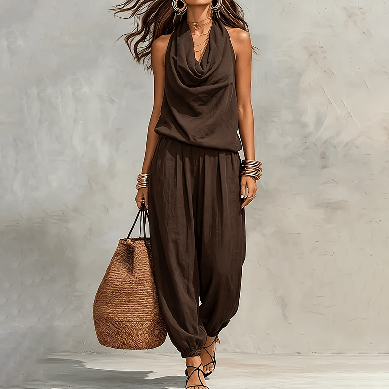 Women's Casual Solid Color Shirt and Pants Set Relaxed Fit