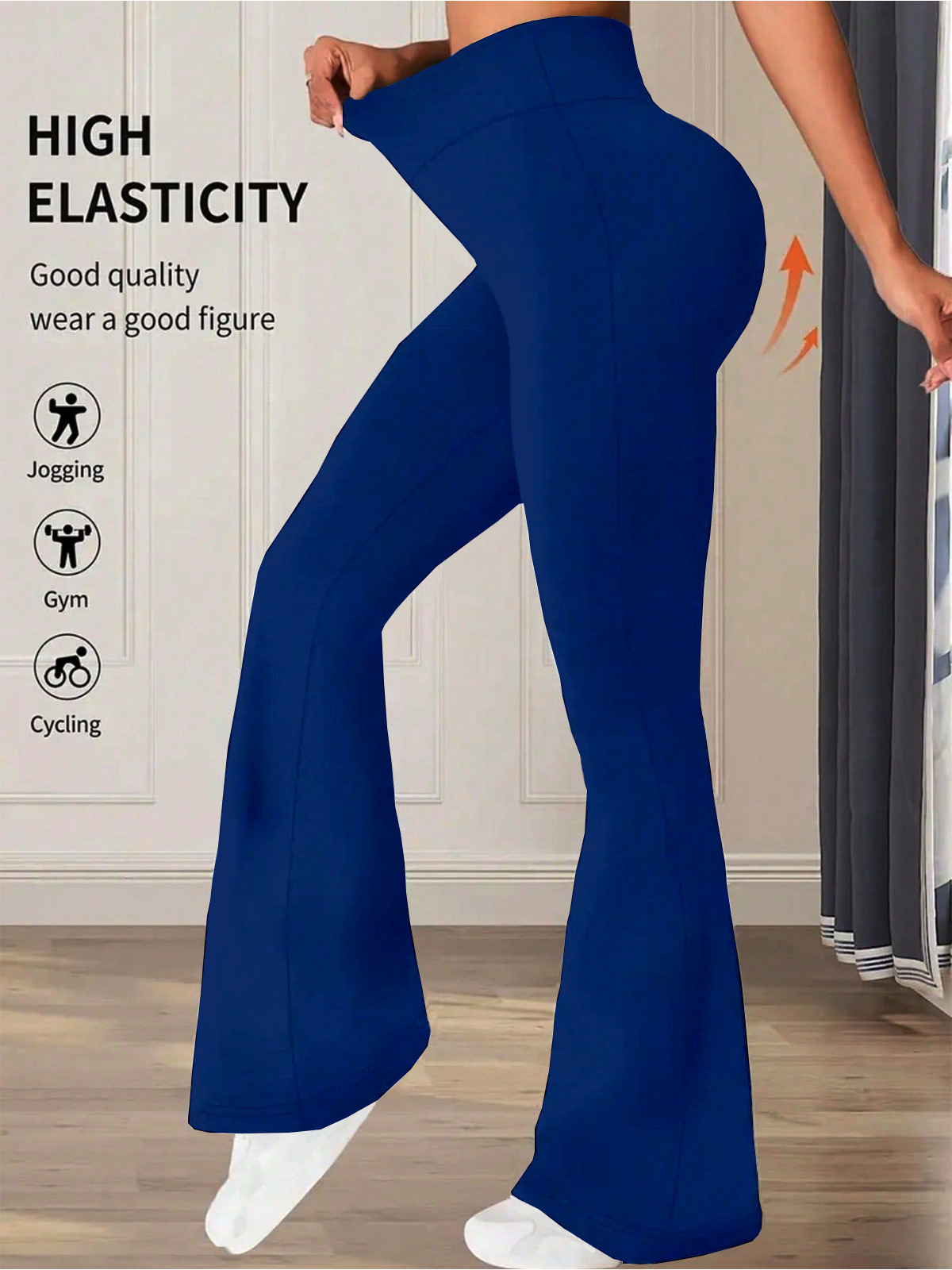 Women's High-Waist Flared Pants Loose Floor-Length Casual Slimming Trousers
