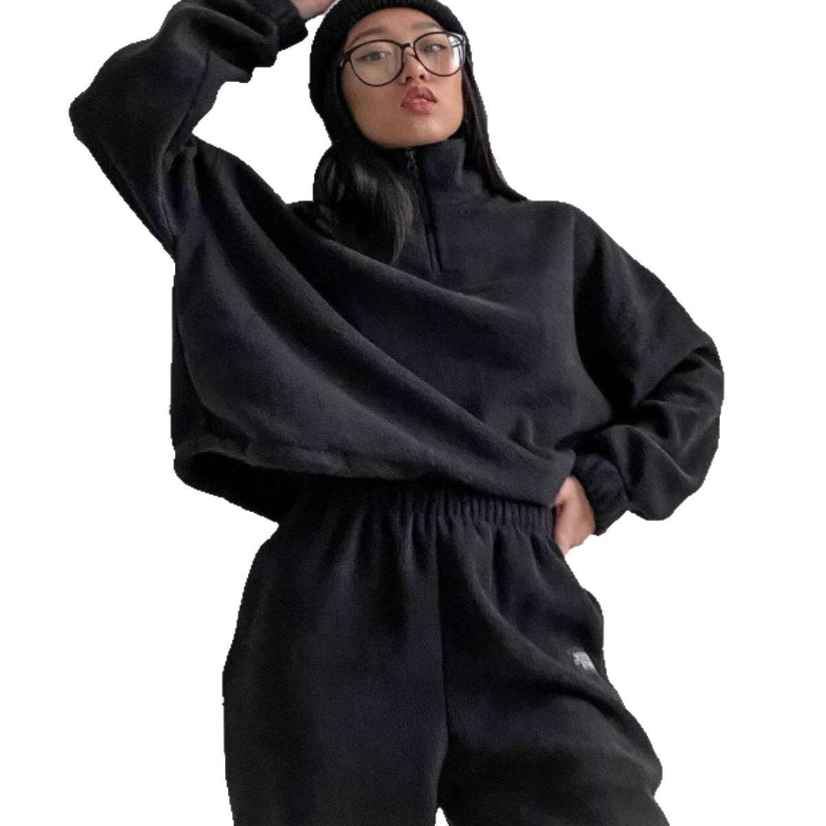 Women's Fleece-Lined Zip-Up Hoodie & Pants Set