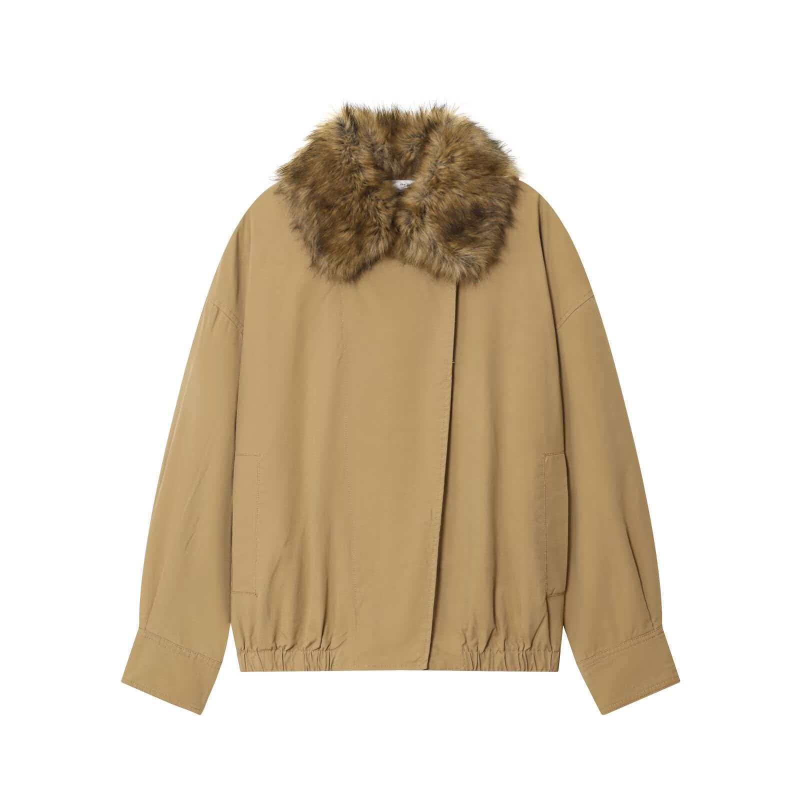 Faux Fur Collar Bomber Jacket