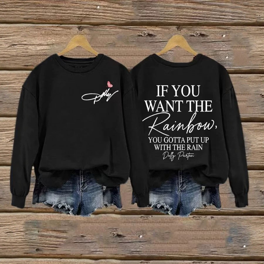 Women's Vintage Loose Slogan Print Crewneck Sweatshirt