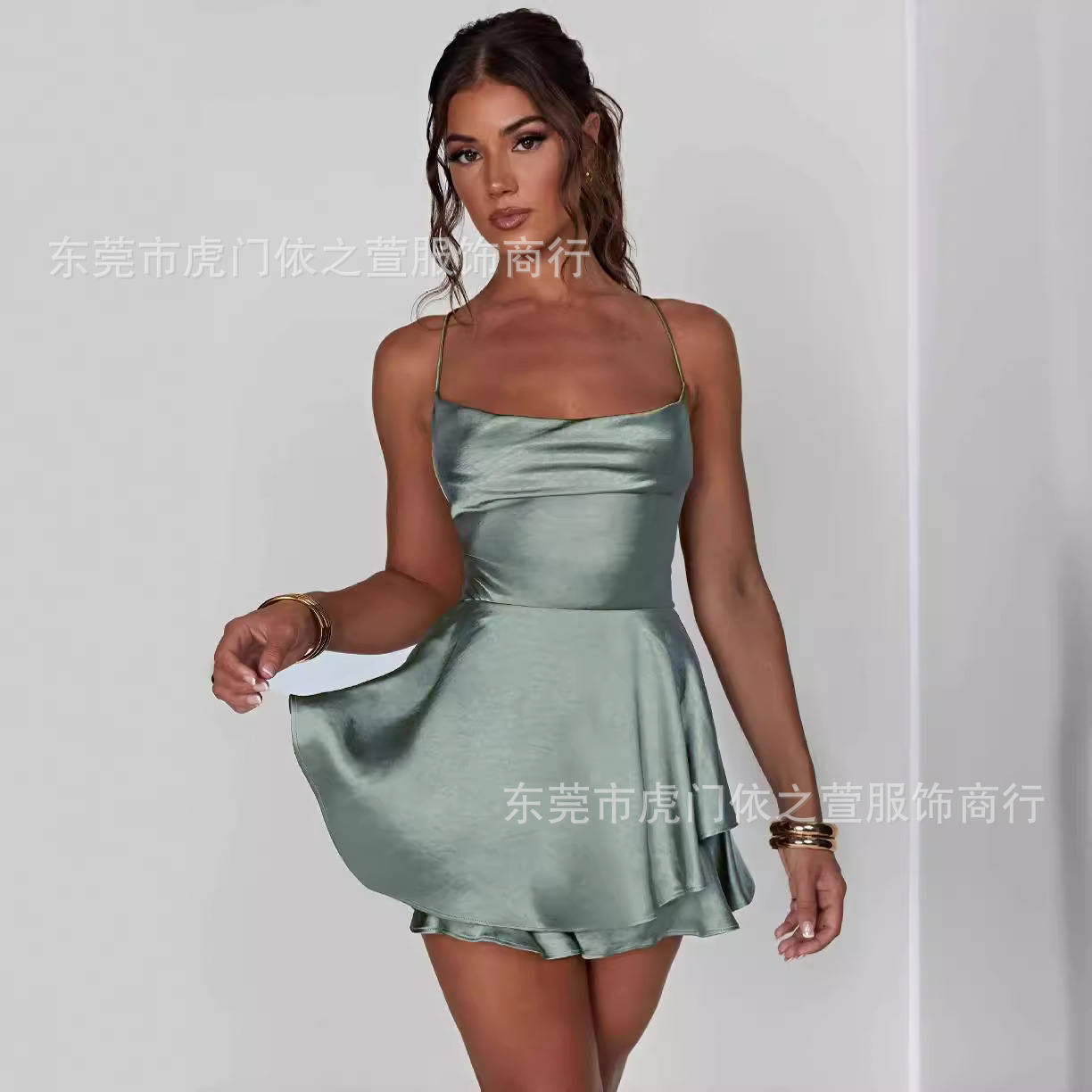 Sexy Backless Tie Strap Bodycon Mini Dress Solid Color