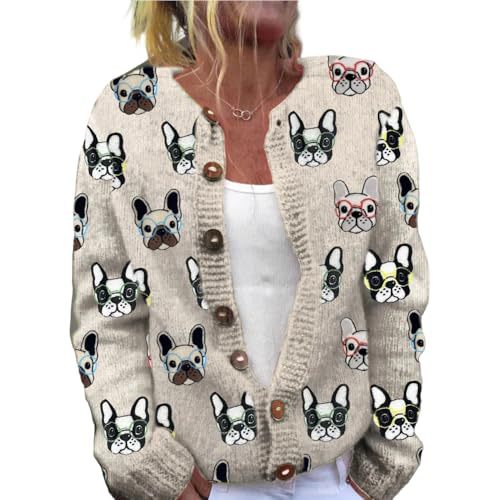 Women's Animal Boho Print Button Cardigan Sweater