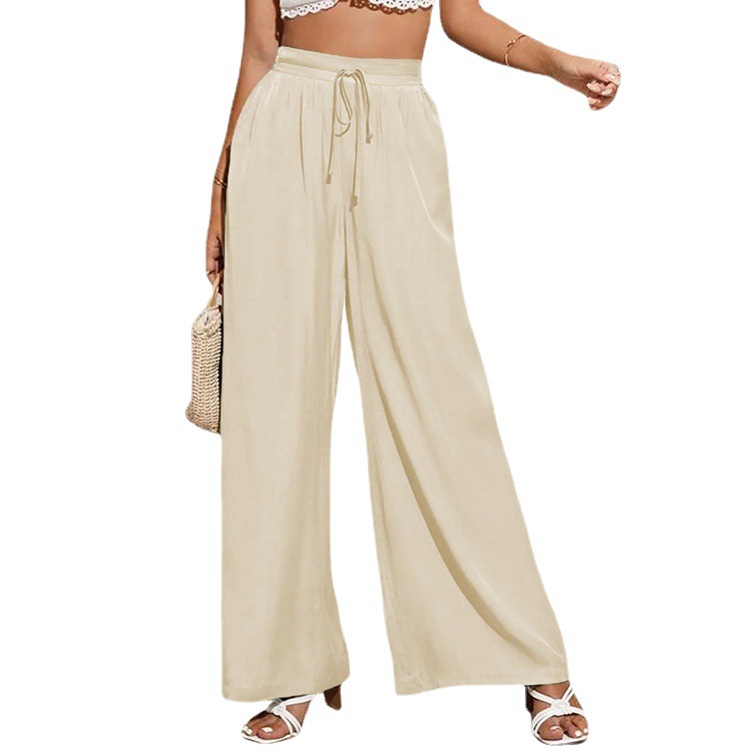 Women's High-Waist Wide-Leg Pants with Drawstring