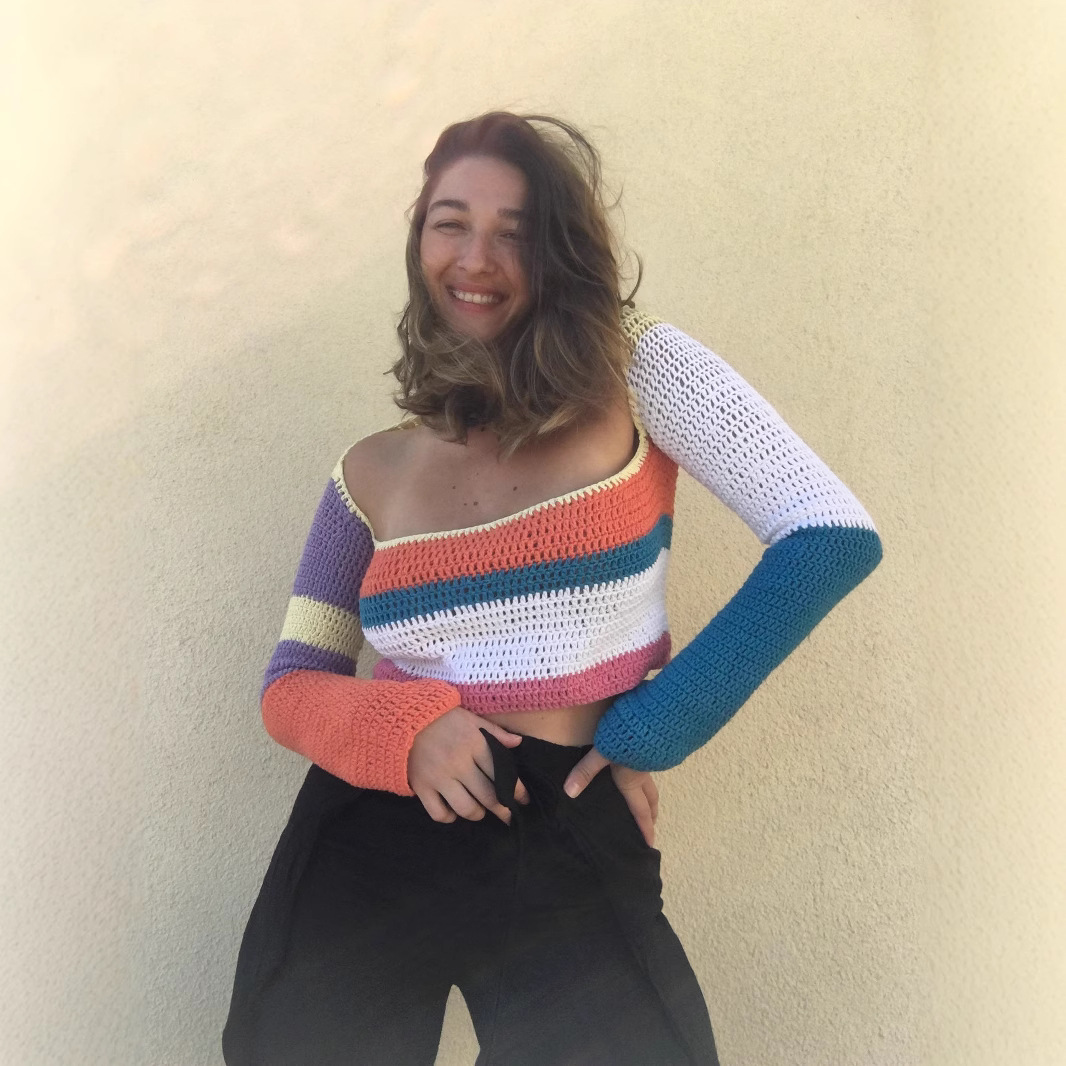 Women's Hollow-Out Knit Long-Sleeve Top