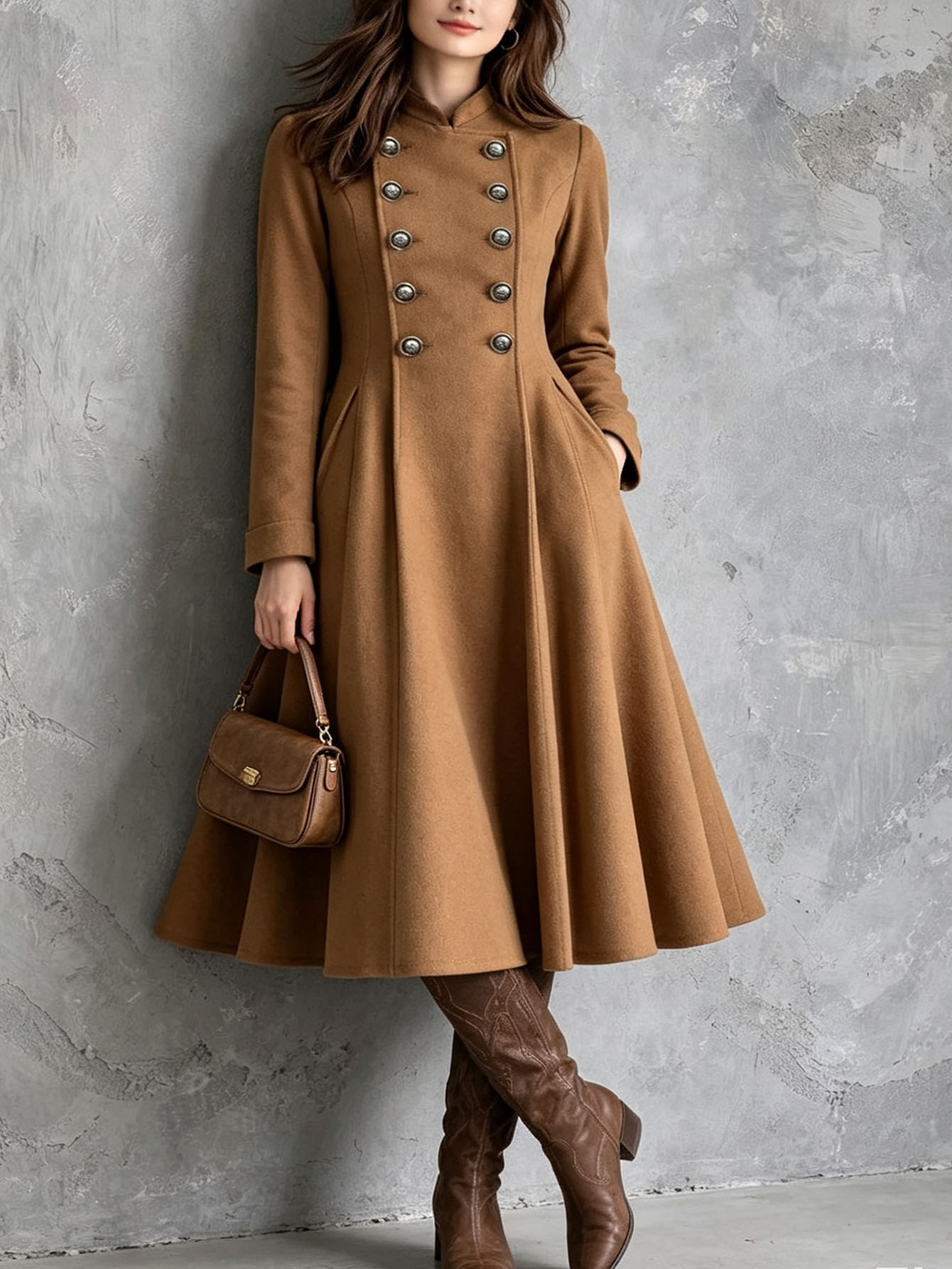 Solid Faux Suede Waist-Cinching Midi Dress