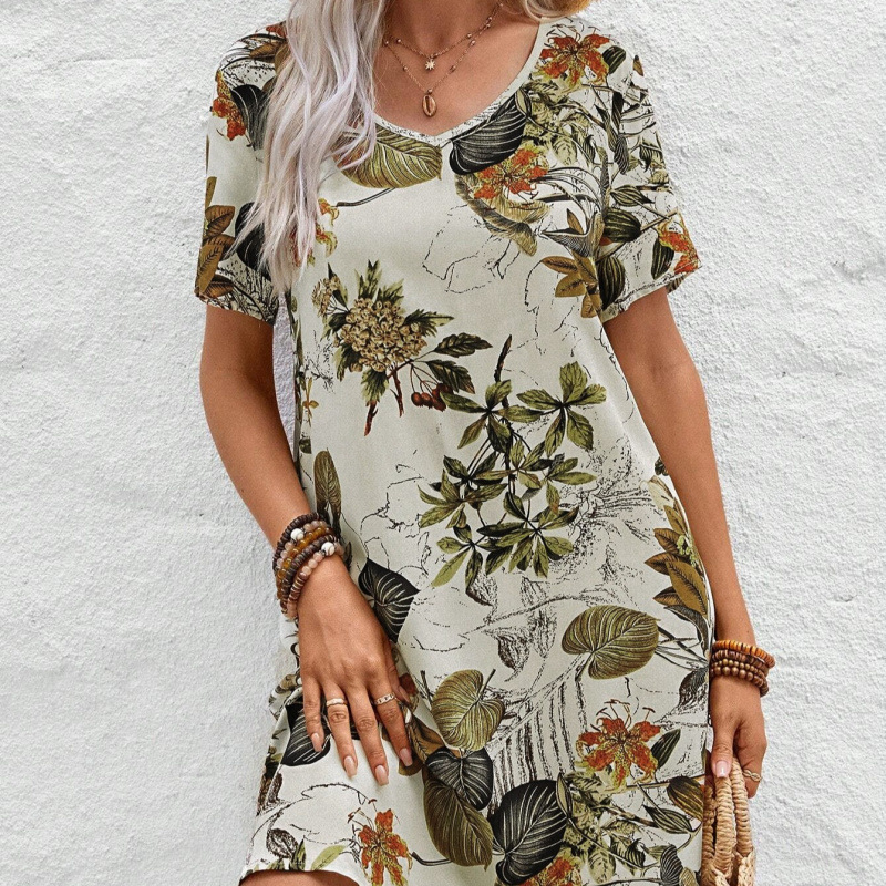 Women's One-Shoulder A-Line Mini Dress with Floral Print