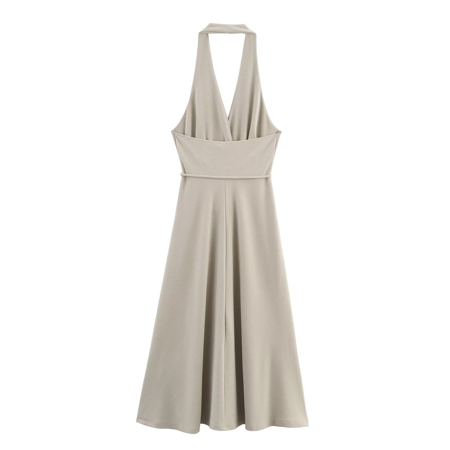 Women's Belted Halter Neck Dress