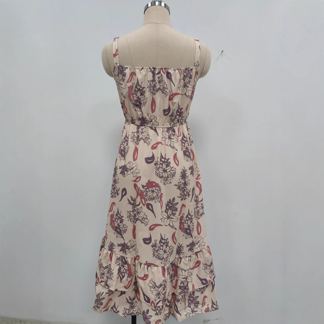 Floral Square Neck Cami Bohemian Midi Dress