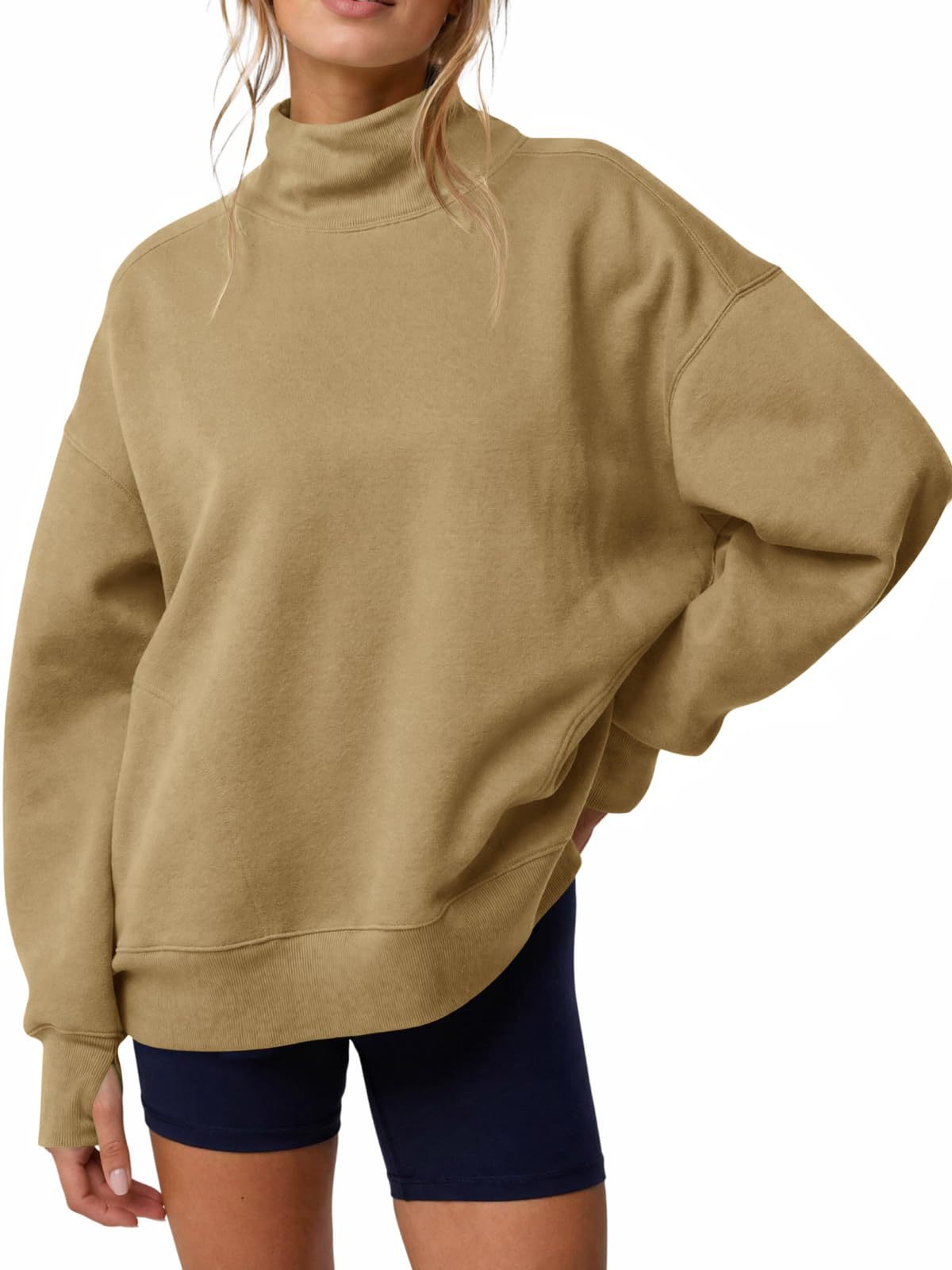Women's Y2K Solid Half-Turtleneck Loose Pullover Sweatshirt