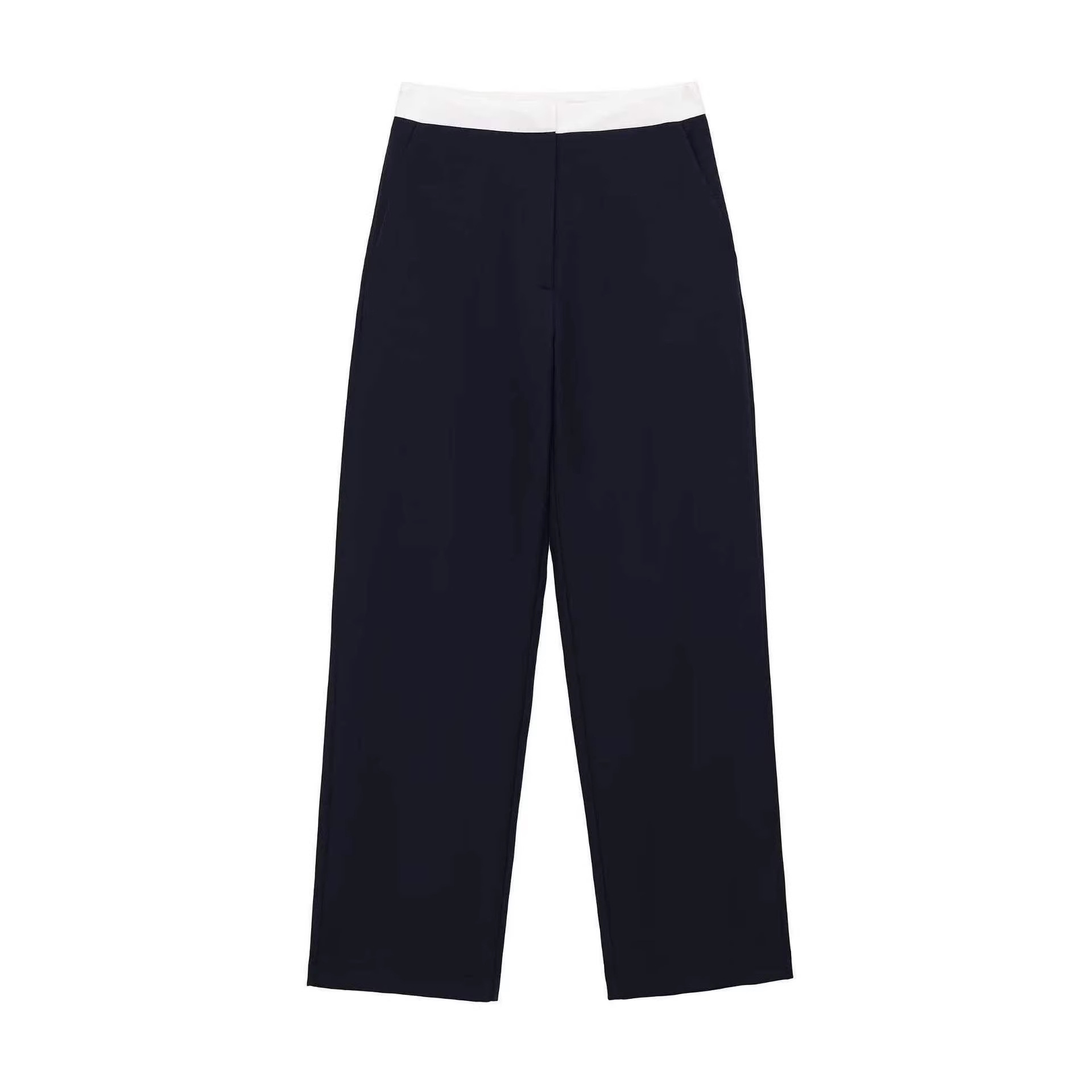 Women's Summer Contrast Trim Cardigan & Straight-Leg Pants Set
