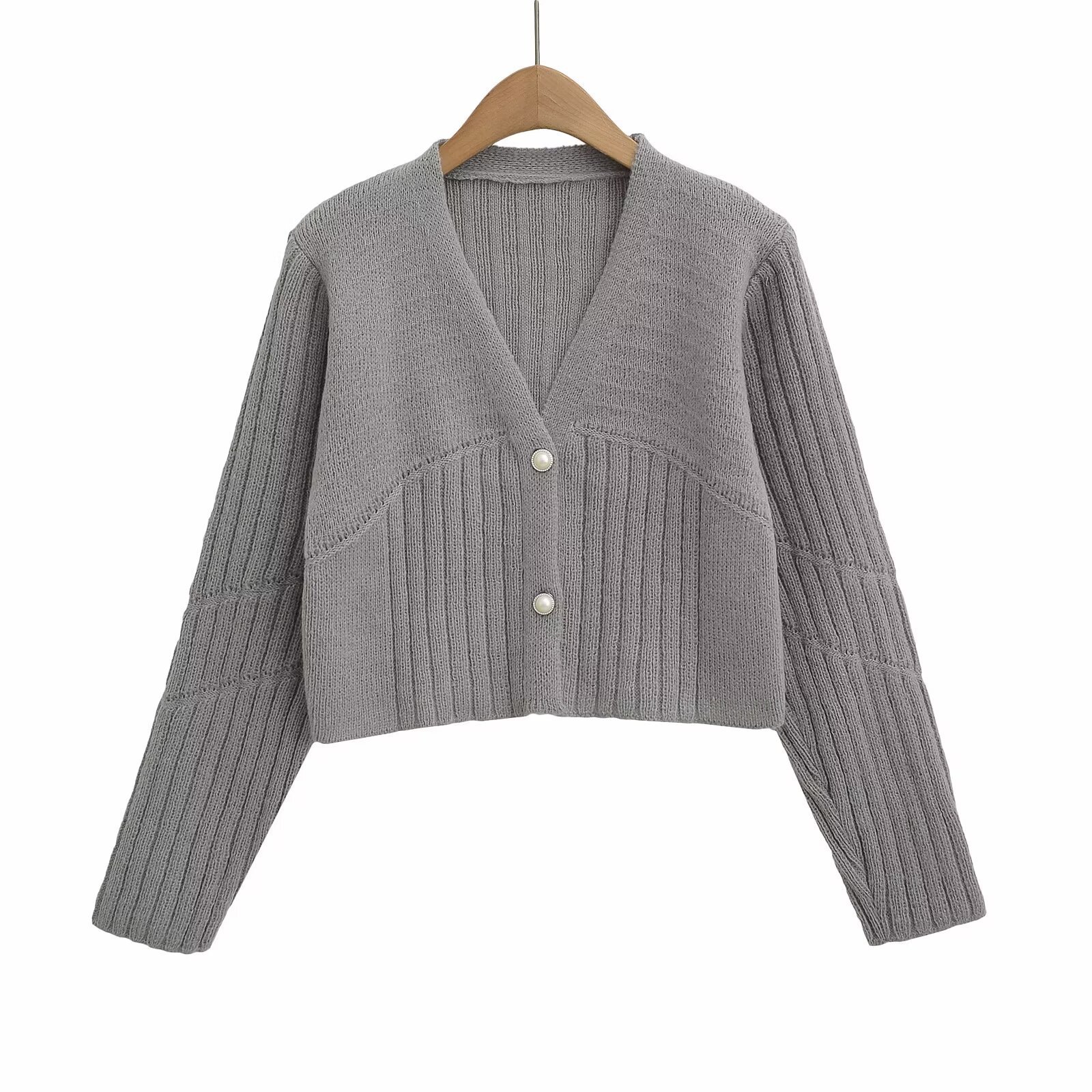 Women's V-Neck Knit Cardigan Solid Color