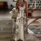 Floral Print V-Neck Cami Dress Bohemian Vacation Long Dress
