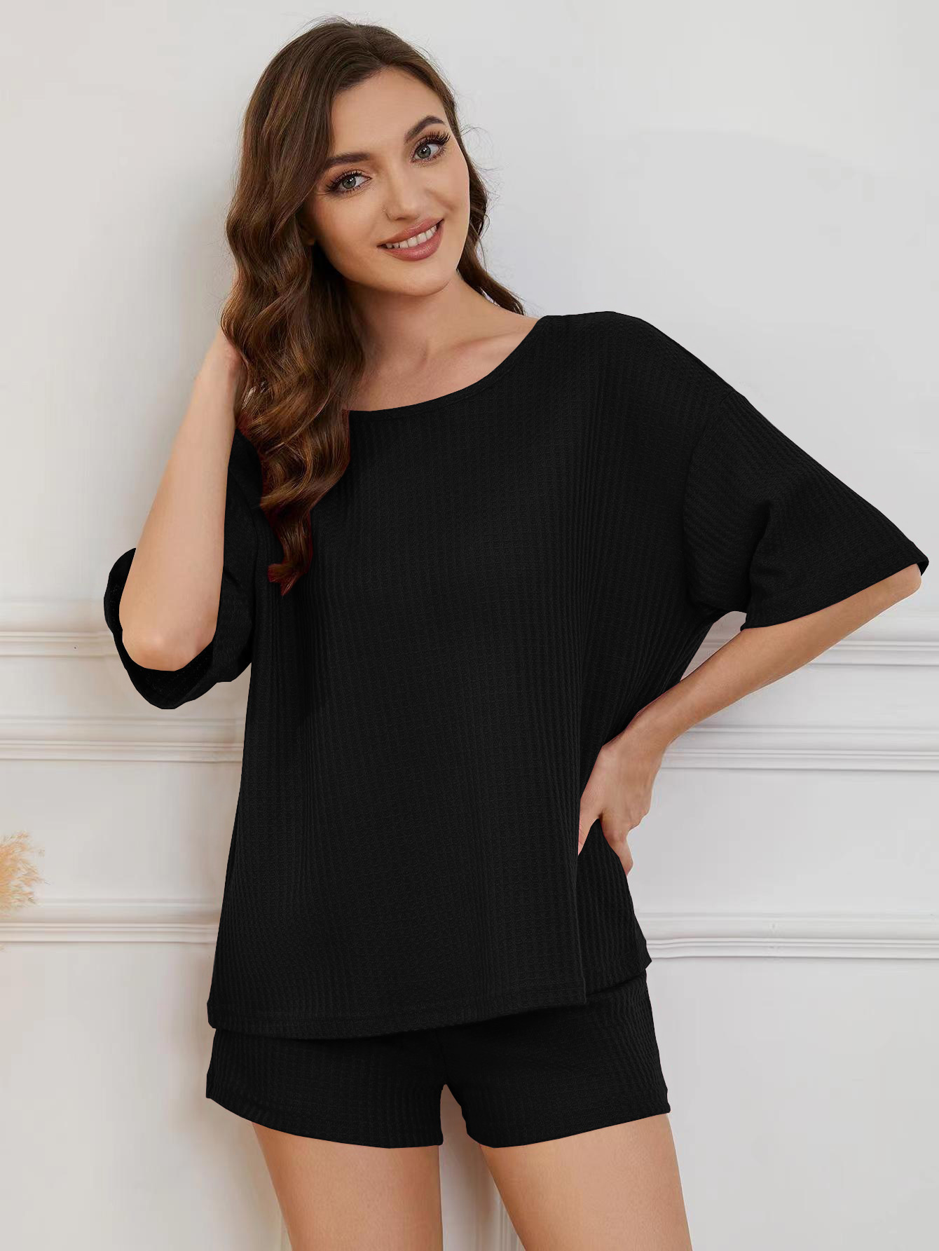 Women's Short Sleeve Casual Athletic Two-Piece Set