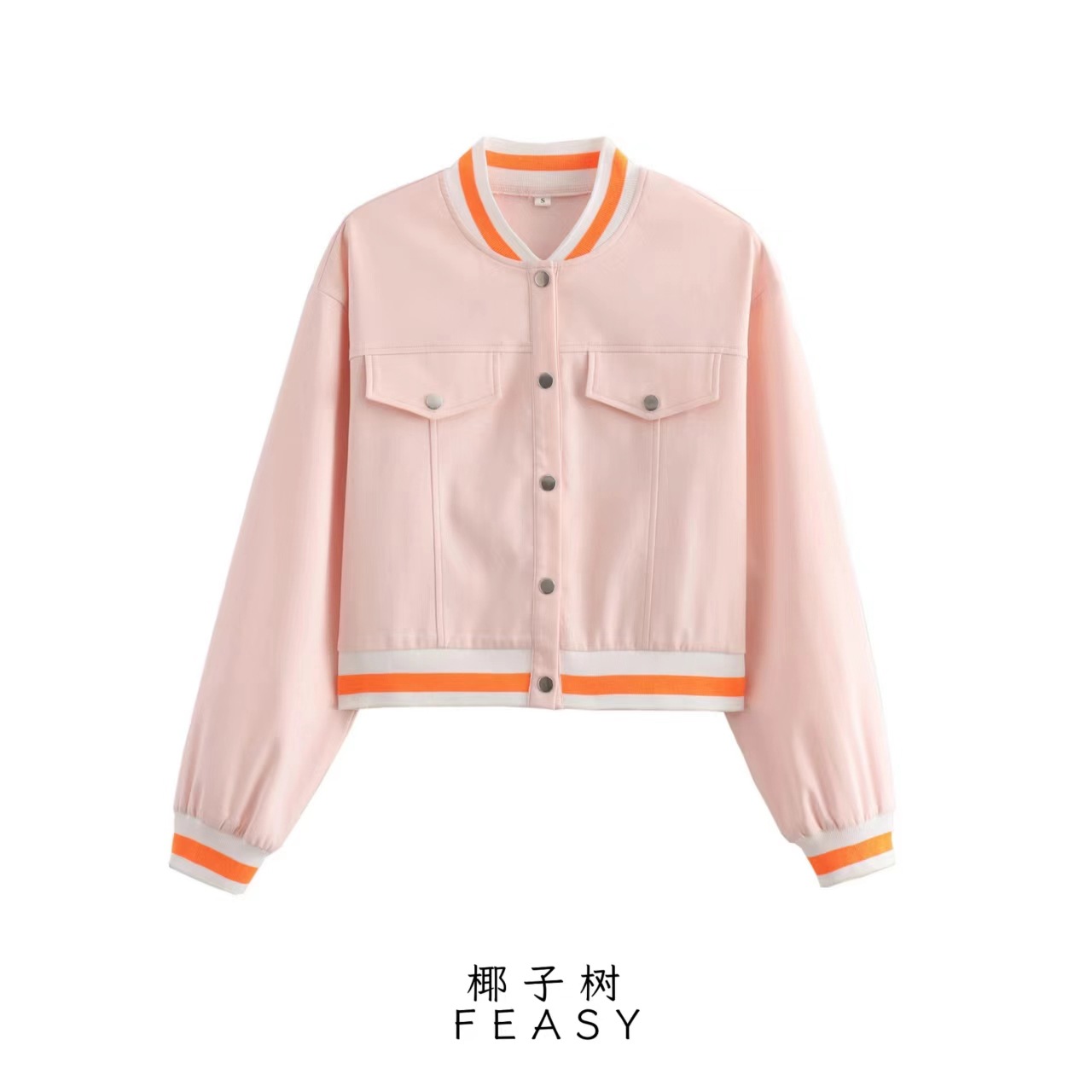 Women's Summer Streetwear V-Neck Colorblock Jacket