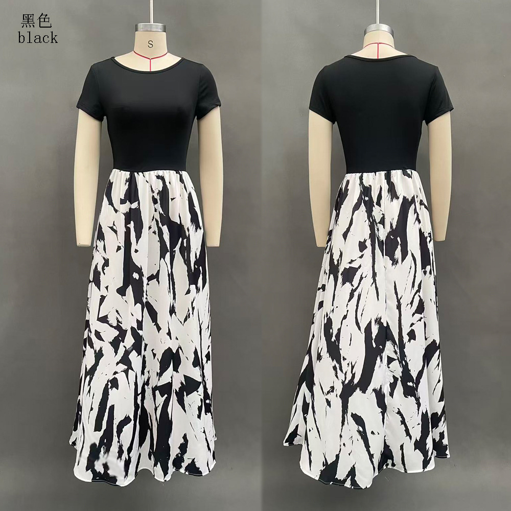 Women's Printed Patchwork Casual Dress