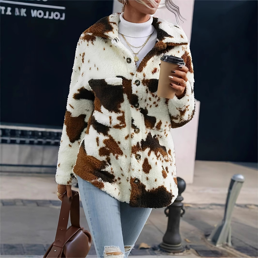 Double-Sided Fleece Cardigan with Pockets Warm Coat