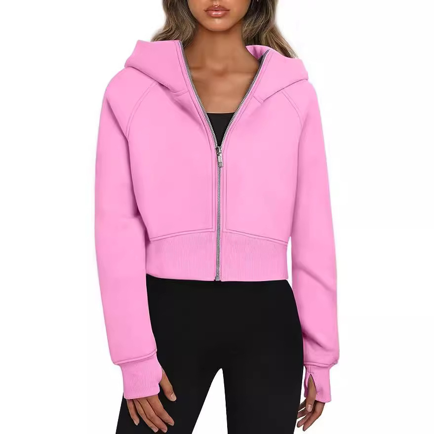 Fleece-Lined Hooded Zip-Up Sweatshirt Jacket
