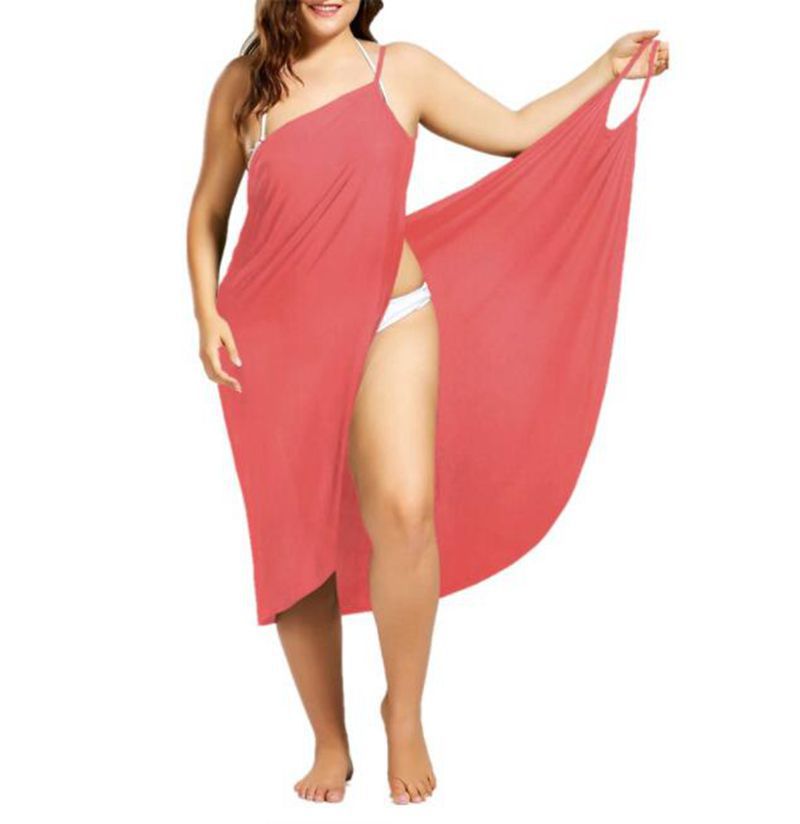 Plus Size Solid Color Sleeveless Cami Beach Dress