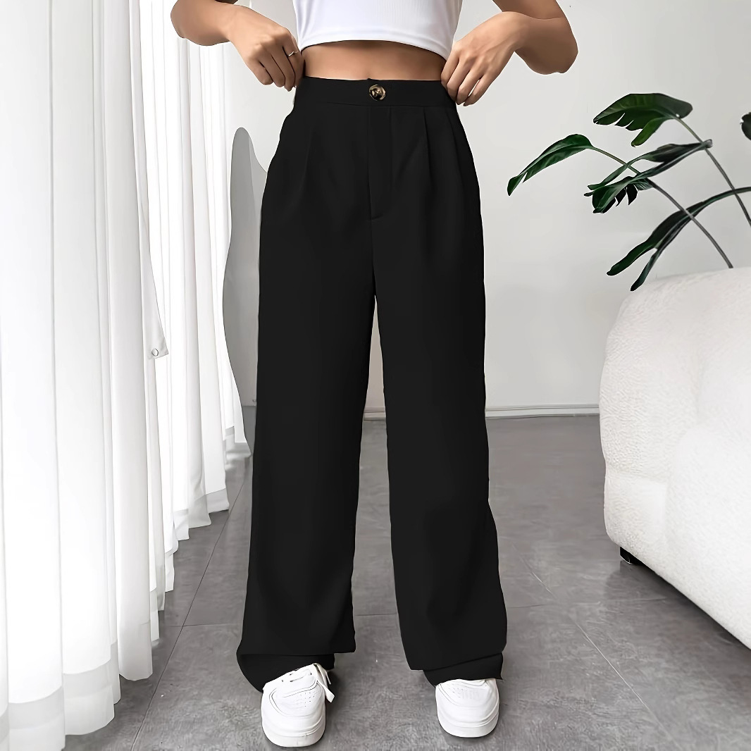High-Waist Loose Straight Suit Pants for Women