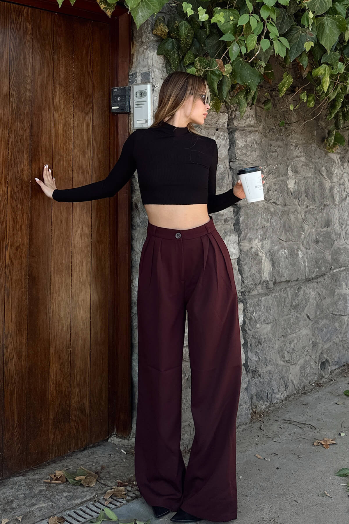 Y2K Button-Fly Wide-Leg Suit Pants for Women
