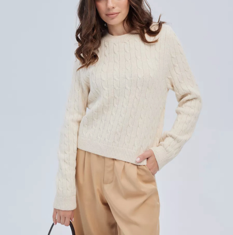 Women's Casual Crewneck Cable Knit Sweater